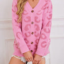Ezwear cardigan suelto de cuello en v con estampado de leopardo, para otono/invierno