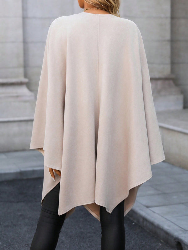 Clasi 1 pieza chaqueta regular con solapa de hebilla de unicolor casual de uso diario para mujer, adecuada para primavera, otono e invierno