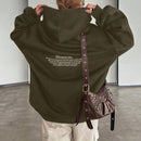 Dazy sudadera larga con capucha, holgada, con cordon y estampado de eslogan casual para mujer, otono