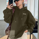 Dazy sudadera con capucha de manga larga con estampado de letras minimalista, uso diario informal