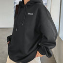 Dazy sudadera larga con capucha, holgada, con cordon y estampado de eslogan casual para mujer, otono