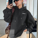 Dazy sudadera larga con capucha, holgada, con cordon y estampado de eslogan casual para mujer, otono