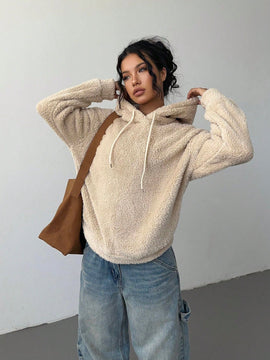 Ezwear sudadera holgada con grafico impreso "cute but psycho" de estilo minimalista casual, apta para otono e invierno