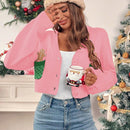 Essnce cardigan de manga larga con grafico de hombre de jengibre minimalista y casual para mujer, navidad