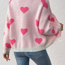Essnce sueter de cardigan grueso y calido con patron de corazones verdes y blancos para mujer