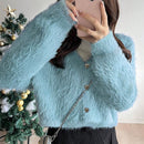 Essnce nuevo cardigan holgado con cuello en v de mujer, informal, oversize, de manga de murcielago y falso pelo