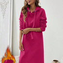 Essnce 1 pieza vestido-sudadera con capucha de felpa de manga larga con cordon de mujer, casual, para otono/invierno