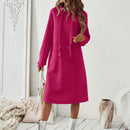 Essnce 1 pieza vestido-sudadera con capucha de felpa de manga larga con cordon de mujer, casual, para otono/invierno