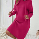 Essnce 1 pieza vestido-sudadera con capucha de felpa de manga larga con cordon de mujer, casual, para otono/invierno