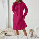 Essnce 1 pieza vestido-sudadera con capucha de felpa de manga larga con cordon de mujer, casual, para otono/invierno