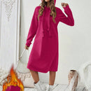 Essnce 1 pieza vestido-sudadera con capucha de felpa de manga larga con cordon de mujer, casual, para otono/invierno