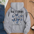 Essnce sudadera con capucha de manga larga de ajuste regular para mujer con estampado grafico de lema de mariposa y relampago para otono/invierno