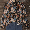 Lune sudadera con capucha de estampado floral vintage todo sobre en estilo minimalista casual, adecuada para otono/invierno