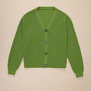 Bizwear cardigan verde tejido, forrado de polar, manga larga, abierto por delante, conjunto de fiesta navidena para mujer, ropa de oficina para otono/invierno