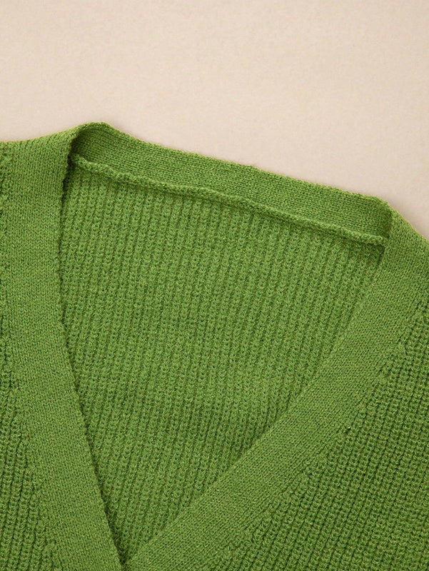 Bizwear cardigan verde tejido, forrado de polar, manga larga, abierto por delante, conjunto de fiesta navidena para mujer, ropa de oficina para otono/invierno