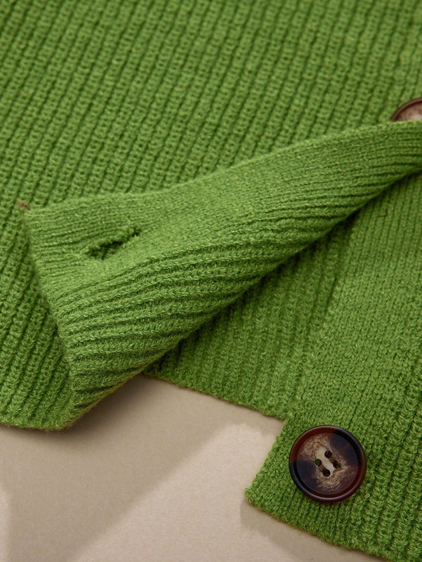 Bizwear cardigan verde tejido, forrado de polar, manga larga, abierto por delante, conjunto de fiesta navidena para mujer, ropa de oficina para otono/invierno