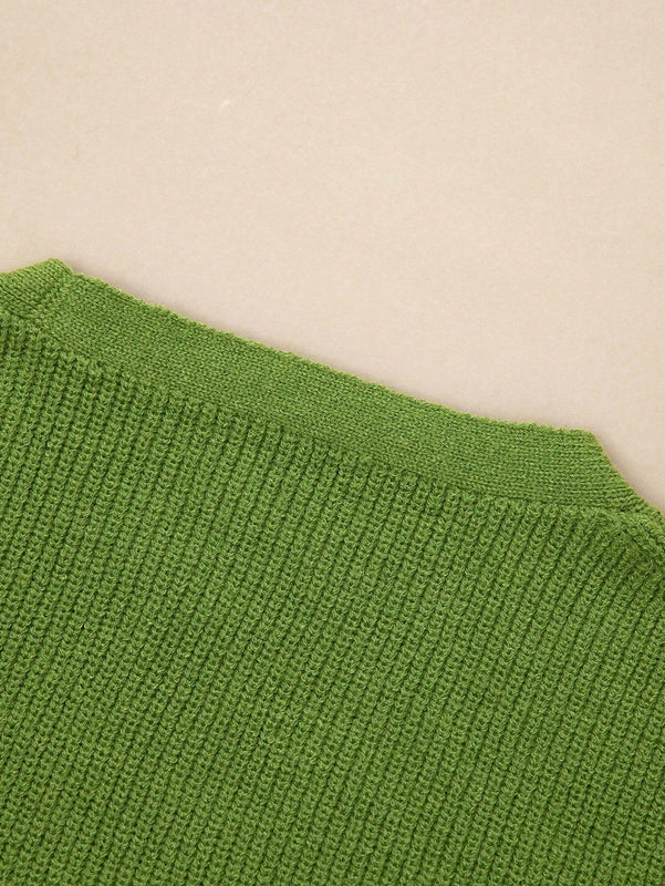 Bizwear cardigan verde tejido, forrado de polar, manga larga, abierto por delante, conjunto de fiesta navidena para mujer, ropa de oficina para otono/invierno