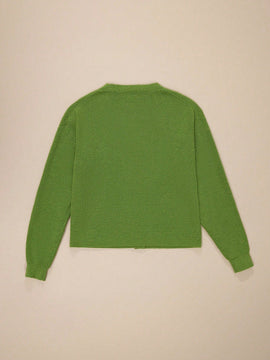 Bizwear cardigan verde tejido, forrado de polar, manga larga, abierto por delante, conjunto de fiesta navidena para mujer, ropa de oficina para otono/invierno