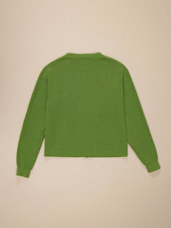 Bizwear cardigan verde tejido, forrado de polar, manga larga, abierto por delante, conjunto de fiesta navidena para mujer, ropa de oficina para otono/invierno