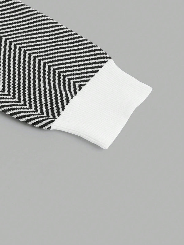 Bizwear cardigan de punto a color blanco y negro con forro de felpa, sudadera con capucha de manga larga, adecuado para uso de oficina, otono/invierno, accion de gracias