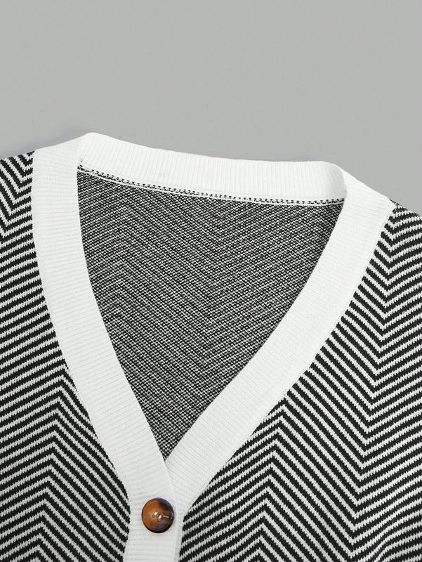 Bizwear cardigan de punto a color blanco y negro con forro de felpa, sudadera con capucha de manga larga, adecuado para uso de oficina, otono/invierno, accion de gracias