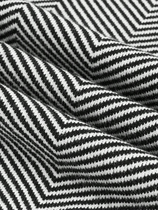 Bizwear cardigan de punto a color blanco y negro con forro de felpa, sudadera con capucha de manga larga, adecuado para uso de oficina, otono/invierno, accion de gracias