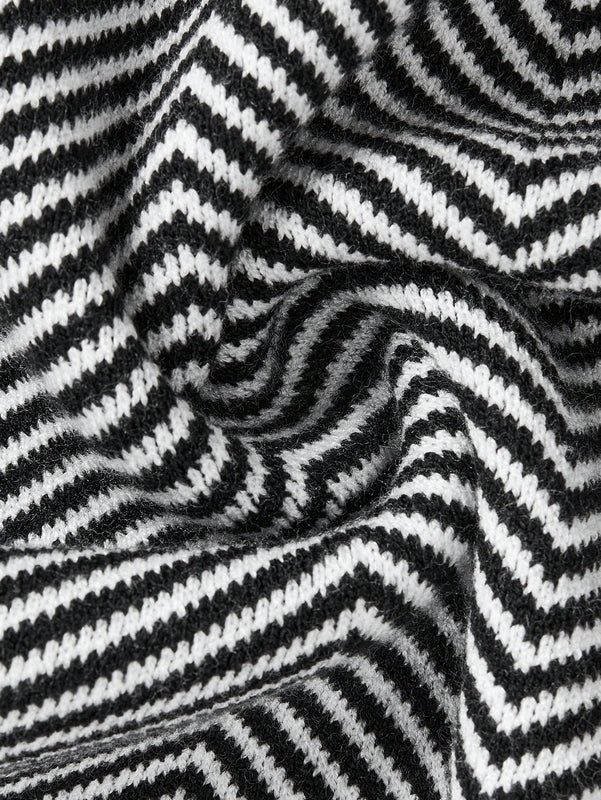 Bizwear cardigan de punto a color blanco y negro con forro de felpa, sudadera con capucha de manga larga, adecuado para uso de oficina, otono/invierno, accion de gracias