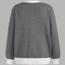 Bizwear cardigan de punto a color blanco y negro con forro de felpa, sudadera con capucha de manga larga, adecuado para uso de oficina, otono/invierno, accion de gracias