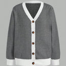 Bizwear cardigan de punto a color blanco y negro con forro de felpa, sudadera con capucha de manga larga, adecuado para uso de oficina, otono/invierno, accion de gracias