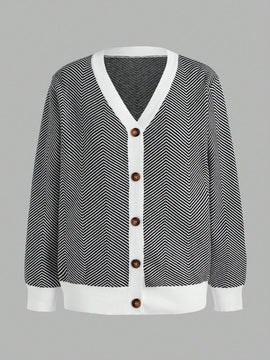 Bizwear cardigan de punto a color blanco y negro con forro de felpa, sudadera con capucha de manga larga, adecuado para uso de oficina, otono/invierno, accion de gracias