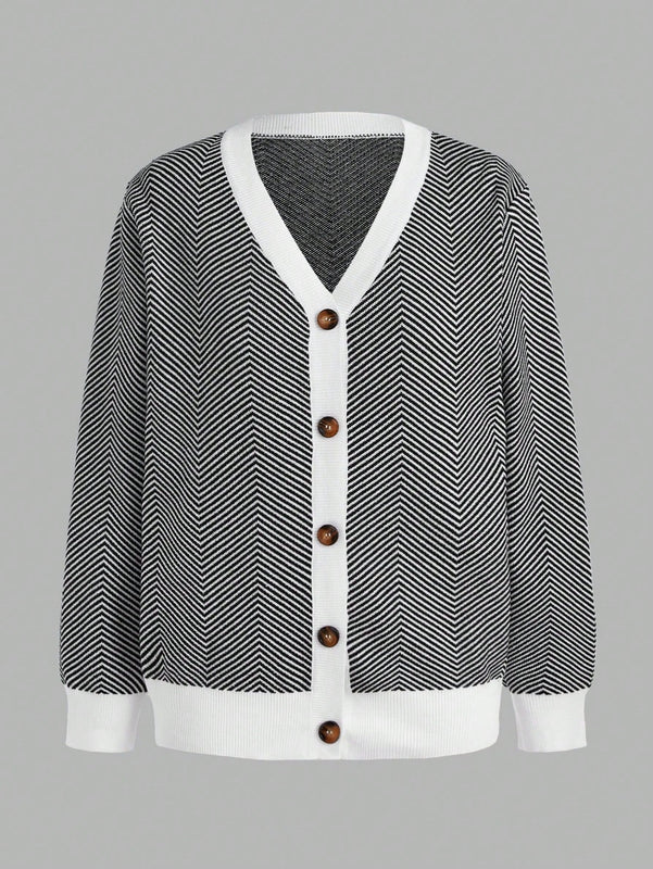 Bizwear cardigan de punto a color blanco y negro con forro de felpa, sudadera con capucha de manga larga, adecuado para uso de oficina, otono/invierno, accion de gracias