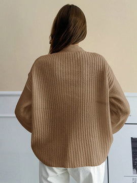 Cardigan casual y lindo de punto de canale con detalles de 3 botones, elaborado con hilo de lana suave