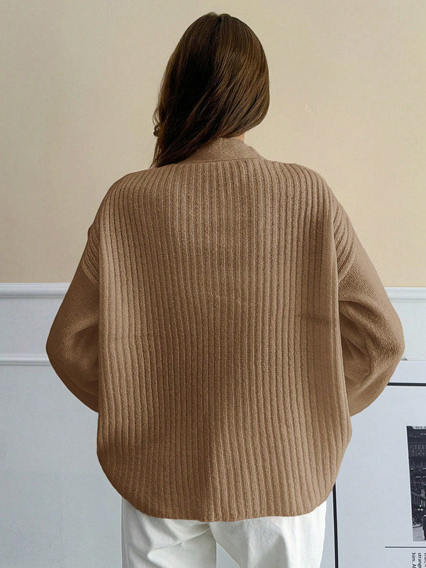 Cardigan casual y lindo de punto de canale con detalles de 3 botones, elaborado con hilo de lana suave