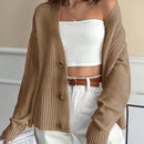 Cardigan casual y lindo de punto de canale con detalles de 3 botones, elaborado con hilo de lana suave