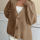 Cardigan casual y lindo de punto de canale con detalles de 3 botones, elaborado con hilo de lana suave