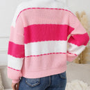 1 pieza cardigan de punto de manga larga con de color rosa, casual y elegante, para ninas, otono