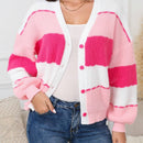 1 pieza cardigan de punto de manga larga con de color rosa, casual y elegante, para ninas, otono