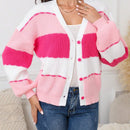 1 pieza cardigan de punto de manga larga con de color rosa, casual y elegante, para ninas, otono