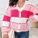 1 pieza cardigan de punto de manga larga con de color rosa, casual y elegante, para ninas, otono