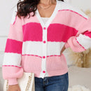 1 pieza cardigan de punto de manga larga con de color rosa, casual y elegante, para ninas, otono