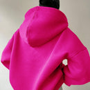 Ezwear sudadera con capucha de forro polar de unicolor informal para mujer, otono/invierno