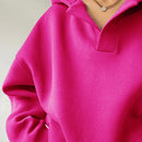 Ezwear sudadera con capucha de forro polar de unicolor informal para mujer, otono/invierno