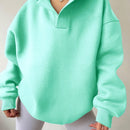 Ezwear sudadera con capucha de corte holgado para mujer, casual de primavera/otono, de manga larga con cremallera, holgada, regular, color albaricoque, hombros caidos, sudaderas para mujer