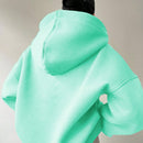 Ezwear sudadera con capucha de corte holgado para mujer, casual de primavera/otono, de manga larga con cremallera, holgada, regular, color albaricoque, hombros caidos, sudaderas para mujer