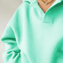 Ezwear sudadera con capucha de corte holgado para mujer, casual de primavera/otono, de manga larga con cremallera, holgada, regular, color albaricoque, hombros caidos, sudaderas para mujer