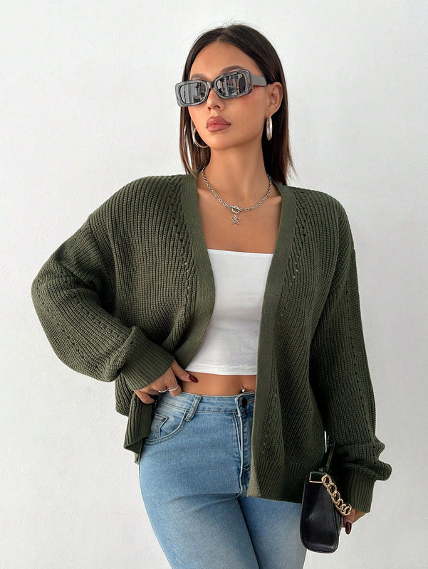 Petite cardigan de mujer de manga larga, verde retro, sueter adecuado para navidad y halloween, apropiado para otono e invierno