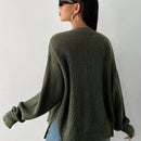 Petite cardigan de mujer de manga larga, verde retro, sueter adecuado para navidad y halloween, apropiado para otono e invierno
