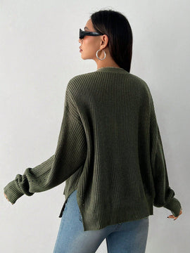 Petite cardigan de mujer de manga larga, verde retro, sueter adecuado para navidad y halloween, apropiado para otono e invierno