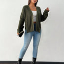 Petite cardigan de mujer de manga larga, verde retro, sueter adecuado para navidad y halloween, apropiado para otono e invierno