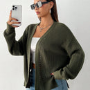 Petite cardigan de mujer de manga larga, verde retro, sueter adecuado para navidad y halloween, apropiado para otono e invierno